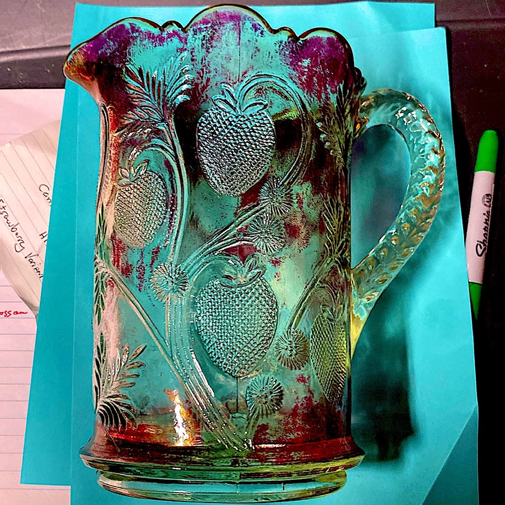 Cambridge inverted strawberry pattern pitcher